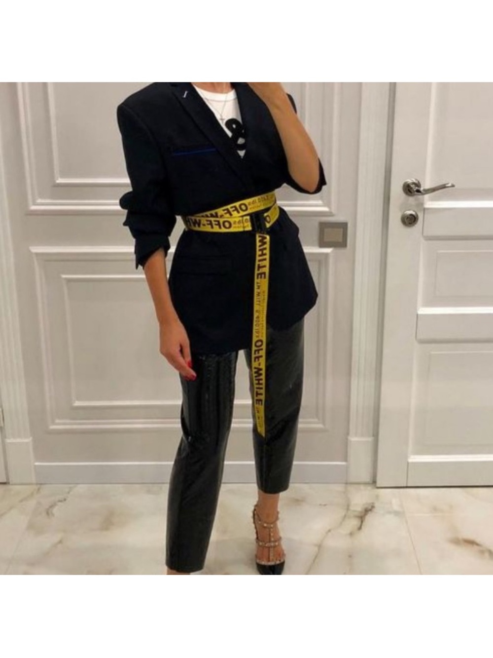 Off-White Black/Yellow Logo Industrial Belt